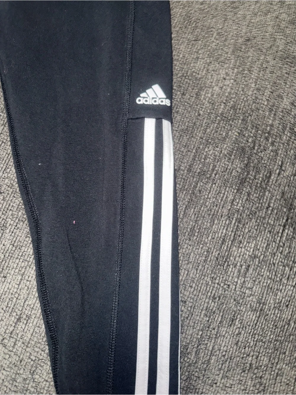 Adidas Girls Black 3-Stripe Leggings with Pockets Size Large 14